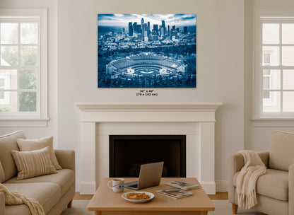Los Angeles Dodgers Baseball Stadium, LA Skyline Blue Urban Cityscape Photo