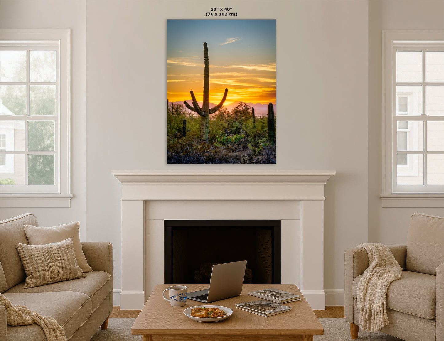 Saguaro National Park Arizona Desert Picture Nature Photo, Bohemian Style Relaxation Artwork, Southwestern Sonoran Desert House Decor