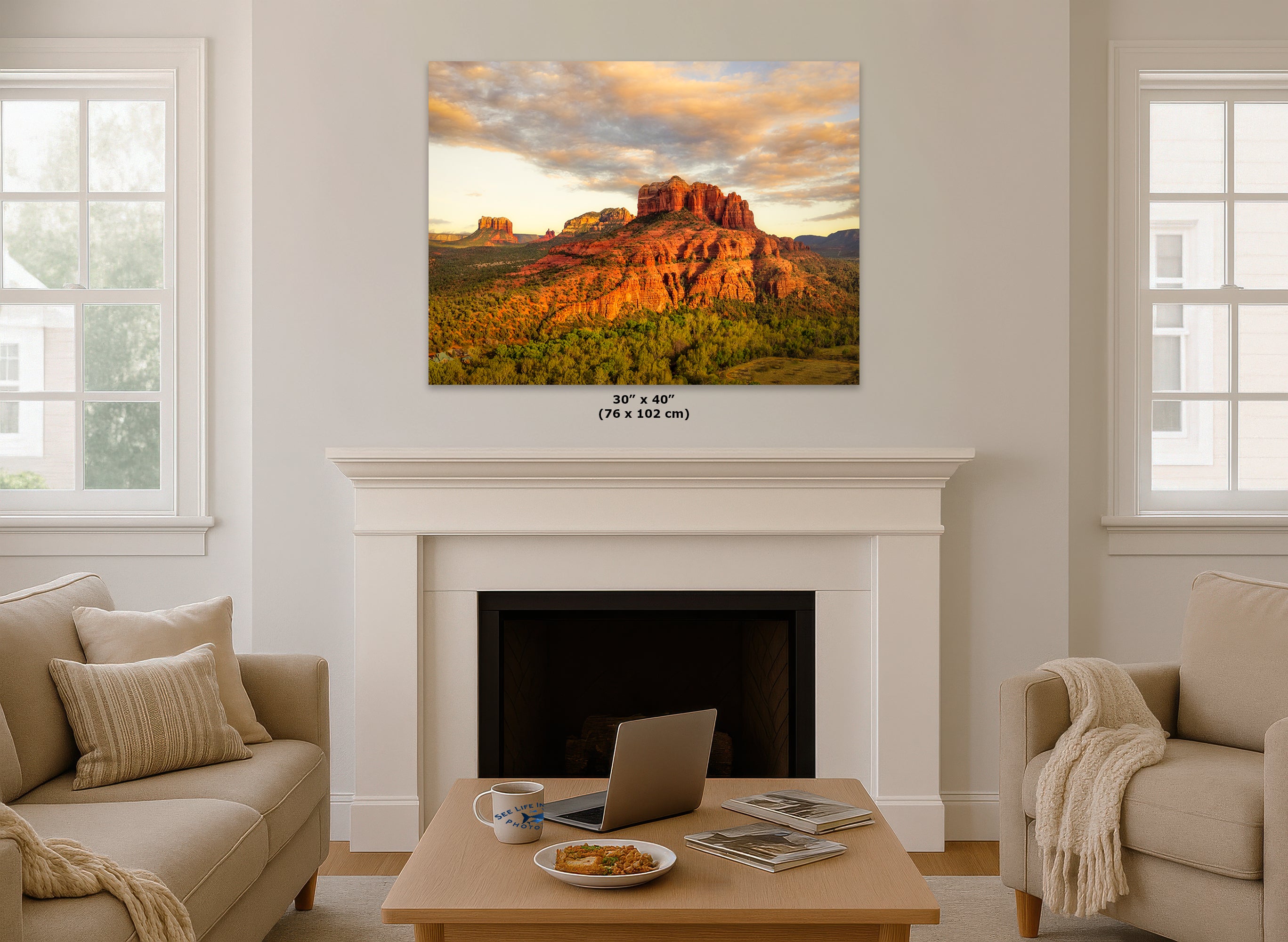 Cathedral Rock, Sedona Arizona Desert Picture Nature Photo Relaxation Artwork for Meditation, Office, and House Decor