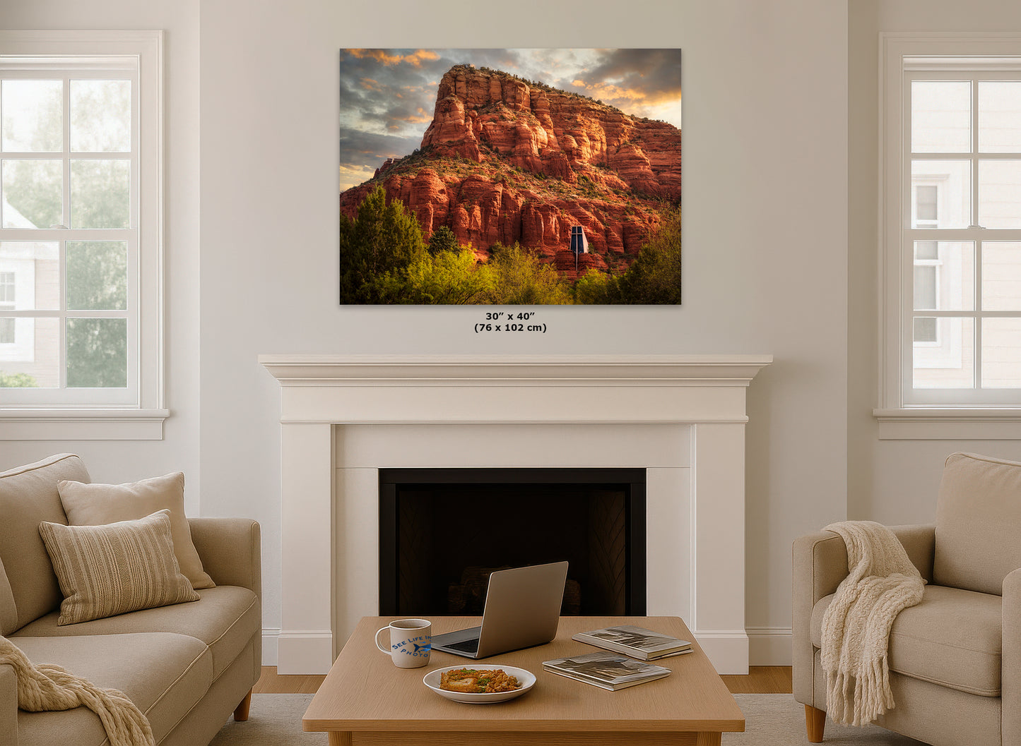 Chapel of the Holy Cross Sedona Arizona Desert Picture, Southwestern Nature Photo, Church and Canyon Photography, Canvas Print