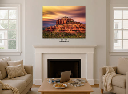 Cathedral Rock Sunset, Sedona Arizona Desert Picture Nature Photo Relaxation Artwork for Meditation, Office, and House Decor
