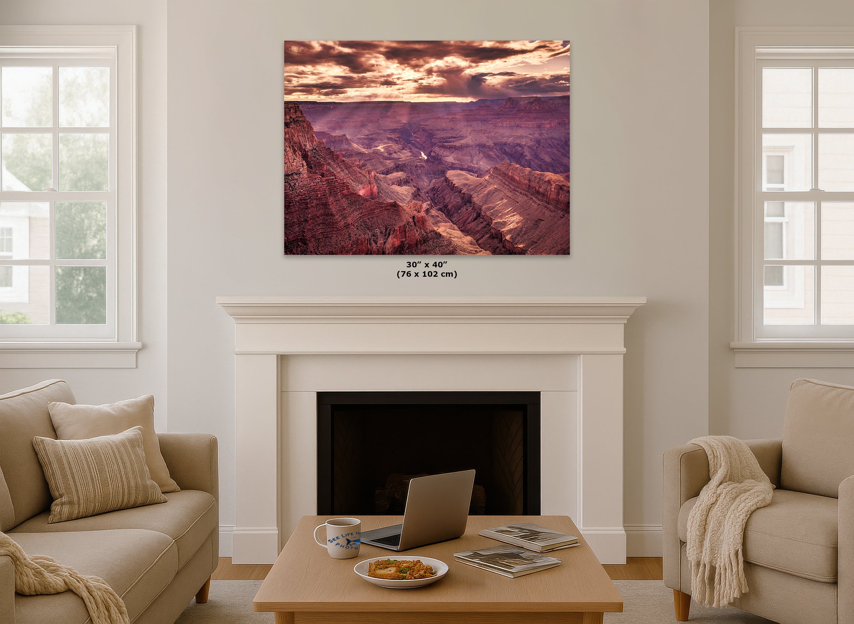 Grand Canyon National Park, Arizona Desert Picture Sunset Nature Photo, Bohemian Style Relaxation Artwork for Meditation, Apartment, Office & House Decor
