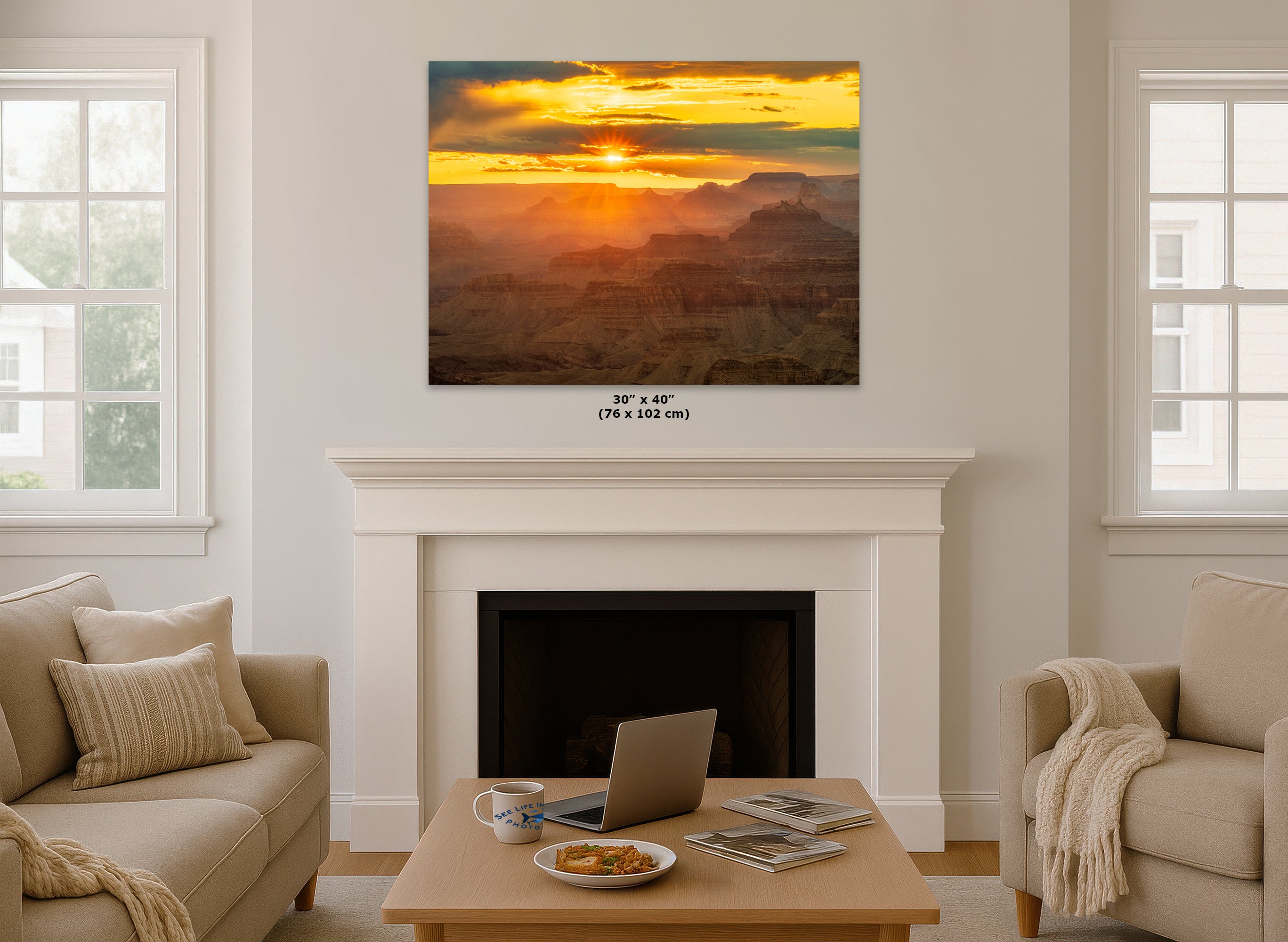 Grand Canyon National Park Sunset, Arizona Desert Picture Nature Photo, Bohemian Style Relaxation Artwork for Meditation, Apartment, Office & House Decor