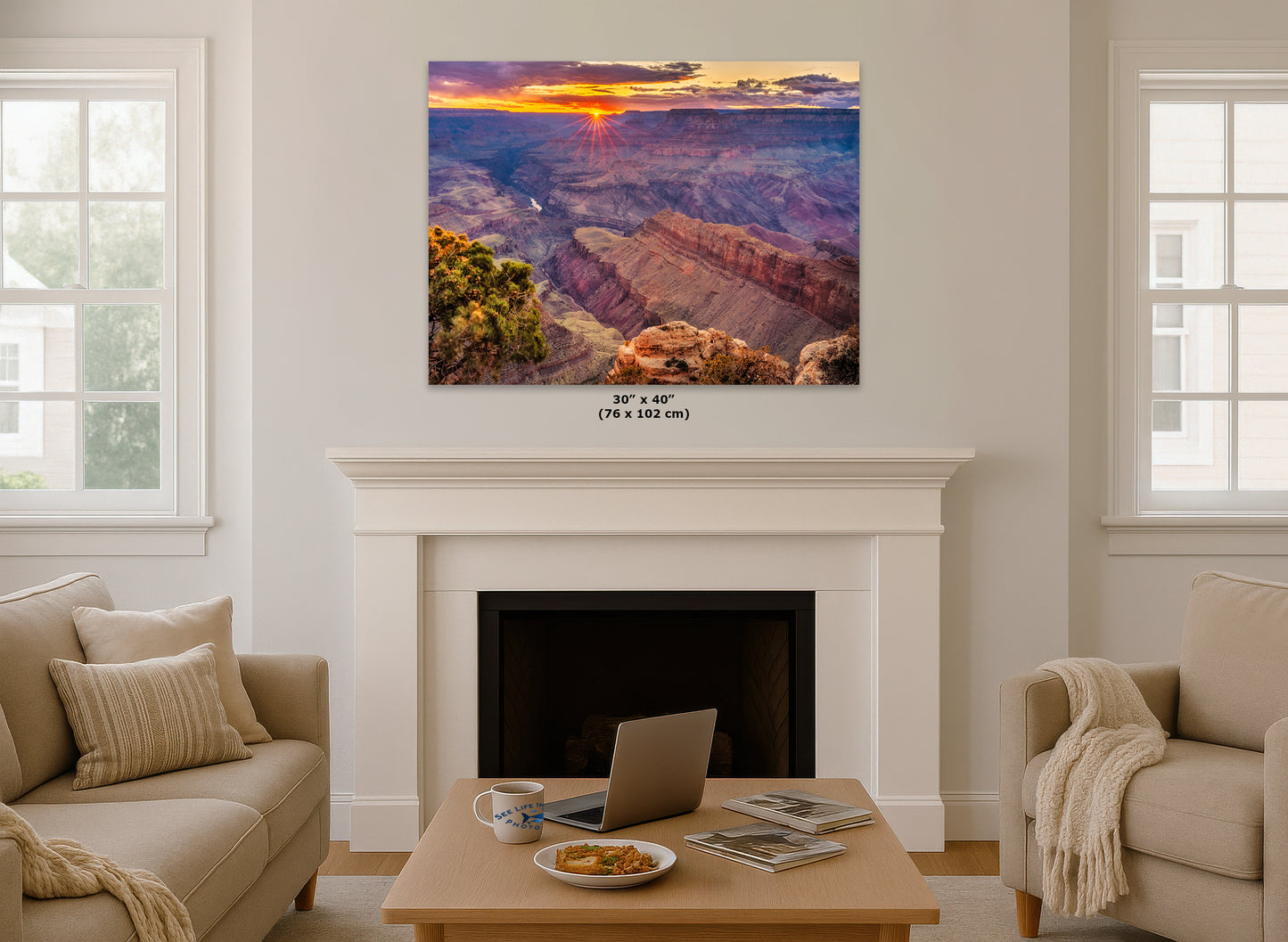 Grand Canyon National Park, Arizona Desert Picture Nature Photo, Bohemian Style Relaxation Artwork for Meditation, Office & House Decor