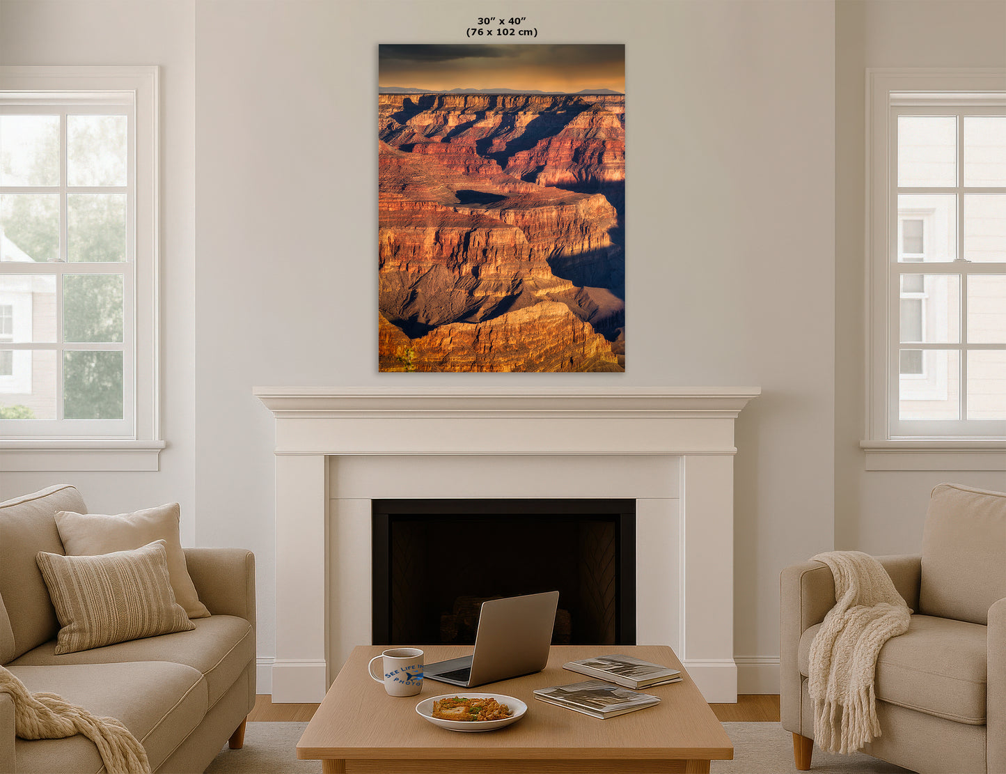 Grand Canyon National Park, Arizona Desert Picture Nature Photo, Bohemian Style Relaxation Artwork for Meditation, Apartment, Office & House Decor