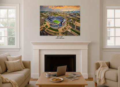 Denver Broncos Football Stadium | Mile High Stadium Denver Colorado Skyline Print | Sports Decor, Man Cave Art