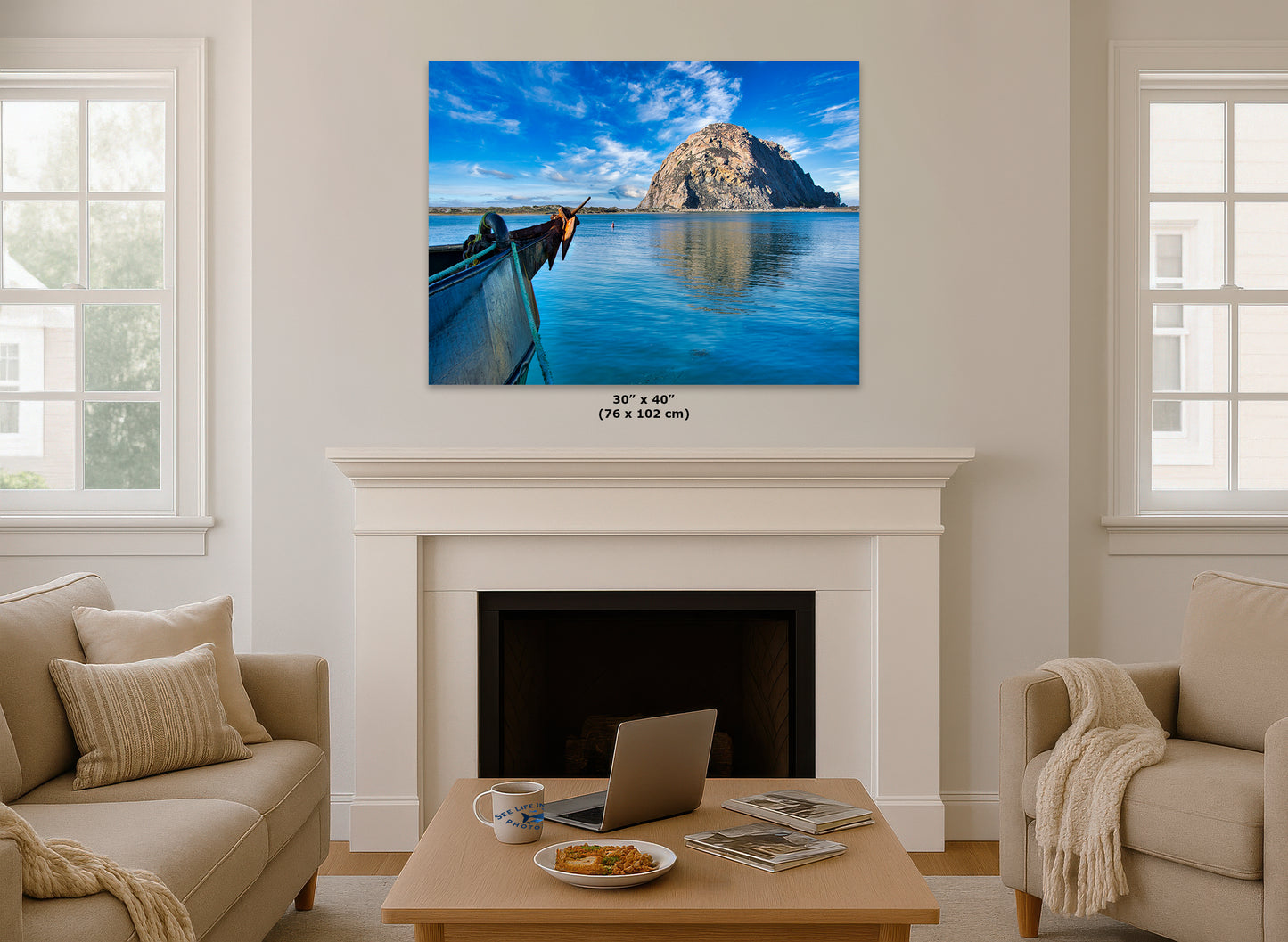Morro Bay California Coastline Ocean Picture Nature Photo, Morro Rock Coastal Relaxation Artwork, Dorm Room, Office & House Decor
