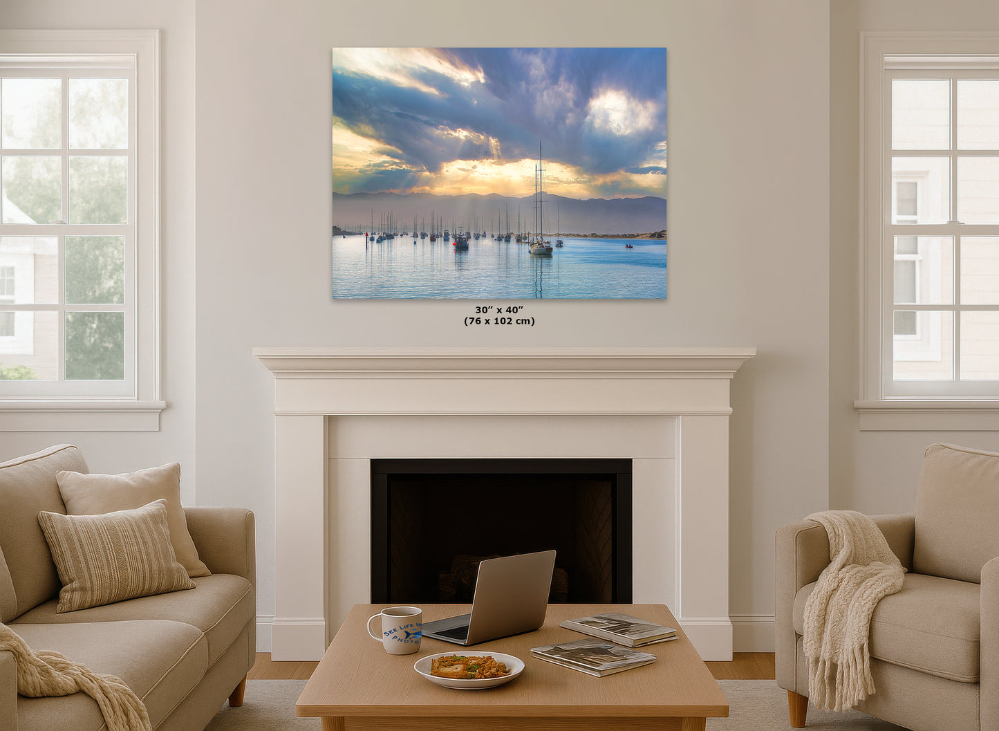 Sailboat Sunrise Morro Bay California Coastline Ocean Picture Nature Photo, Beach Picture Relaxation Artwork, Dorm Room, Office & House Decor