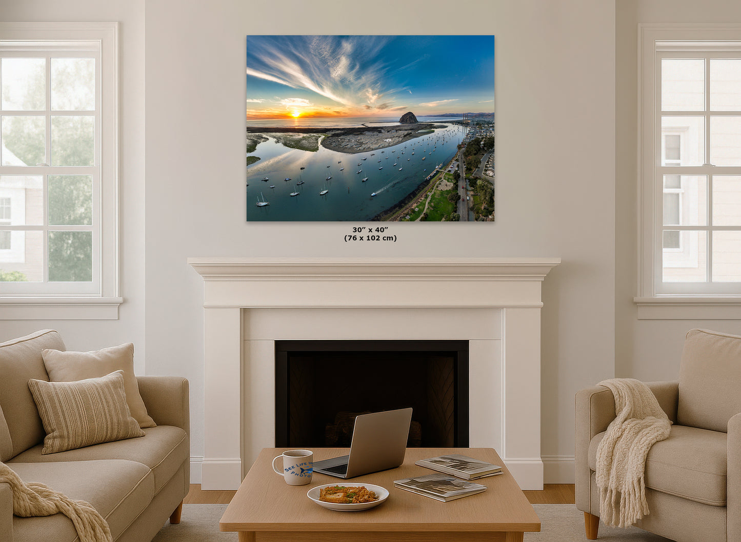 Coastal Wall Art Aerial Morro Bay Ocean Picture California Seascape Nature Photo