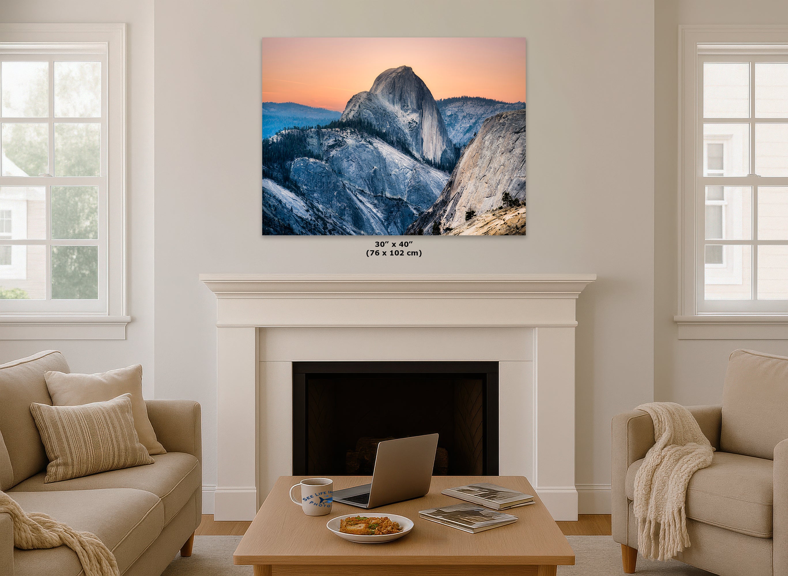 Glacier Point Yosemite National Park Mountain Picture, Half Dome Nature Photo Canvas Relaxation Artwork