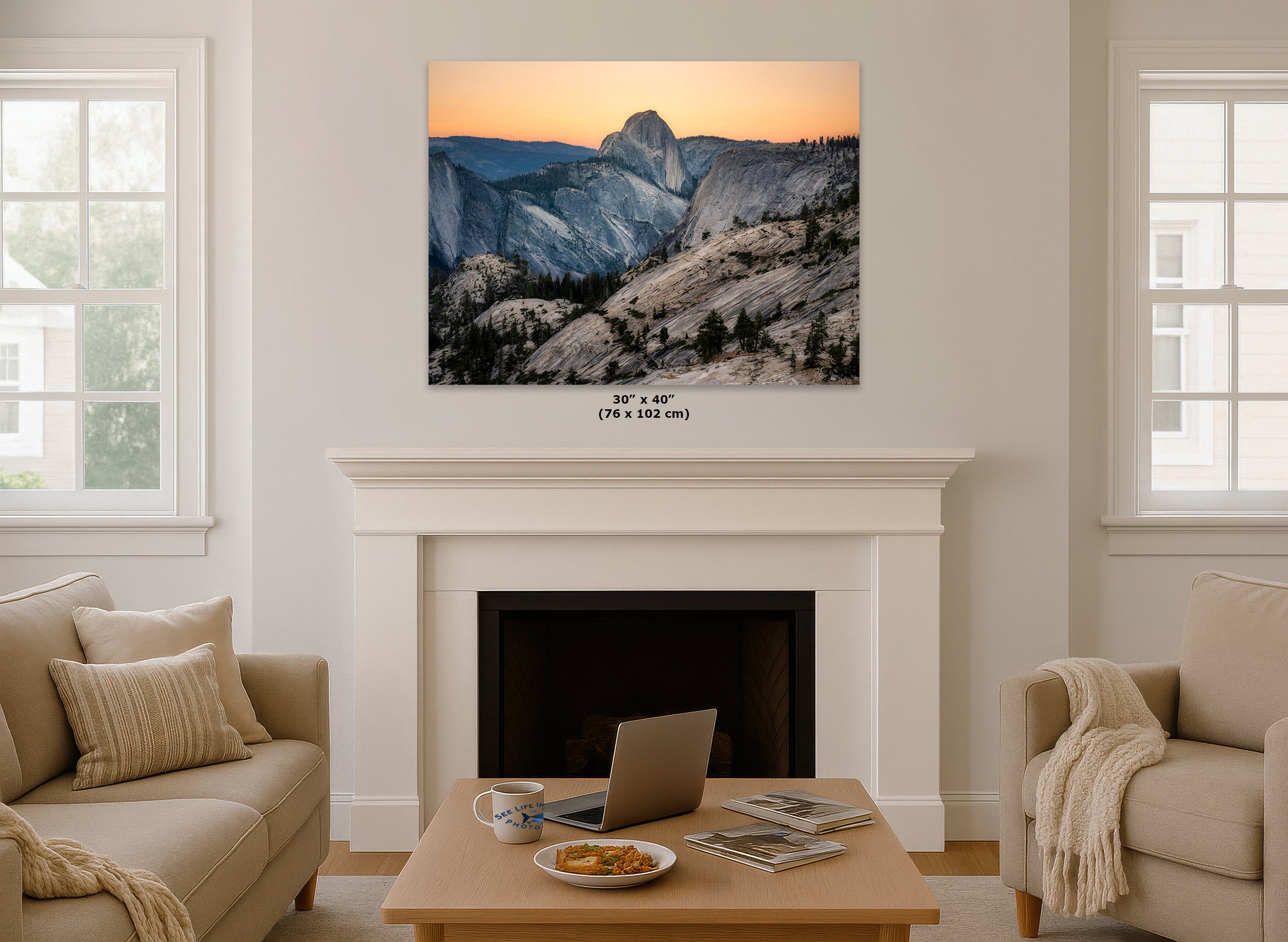 Glacier Point Yosemite National Park Mountain Picture, Half Dome Nature Photo Canvas Relaxation Artwork