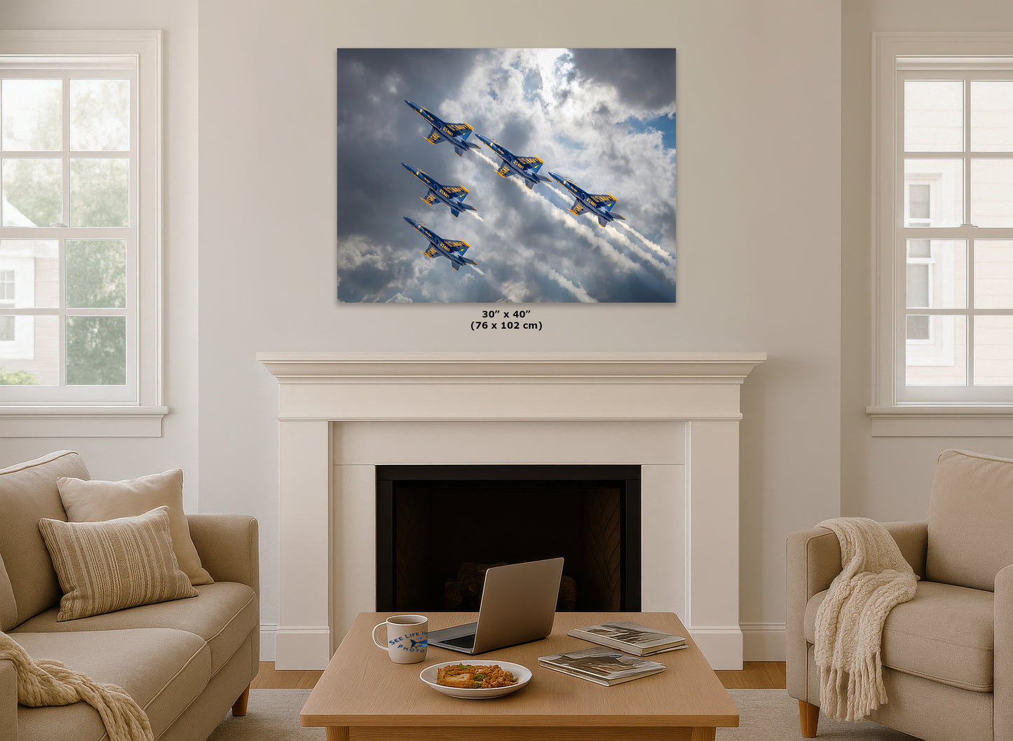 Blue Angels Artwork, FA-18 Super Hornet Military Aircraft Aviation Wall Decor