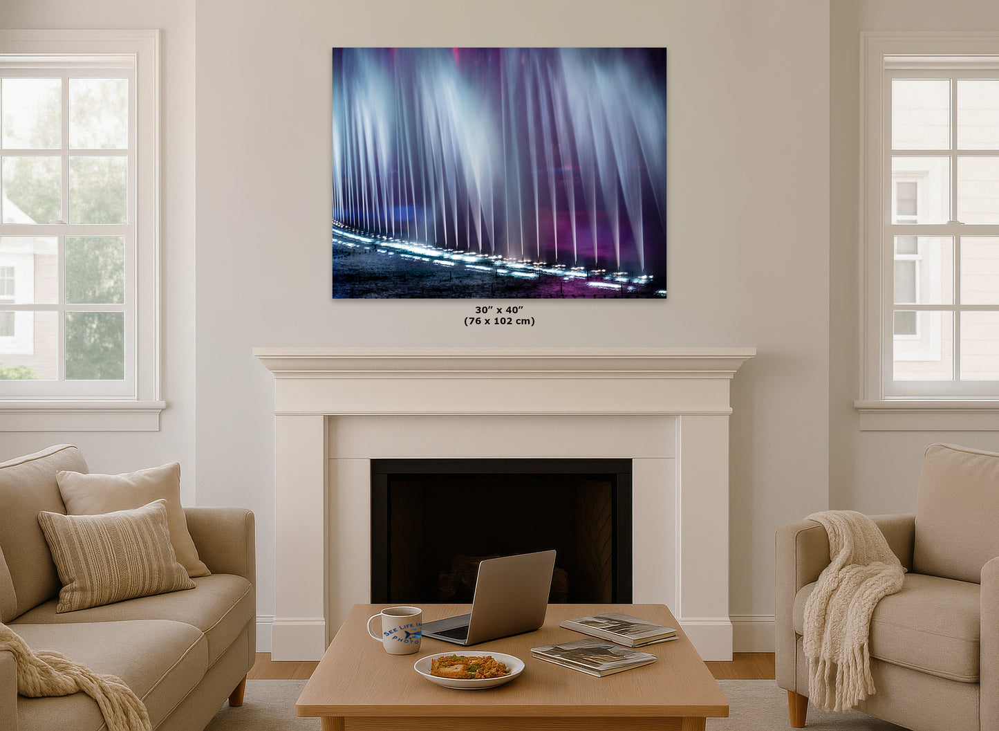 Bellagio Las Vegas Water Picture, Night Water Display Wall Decor