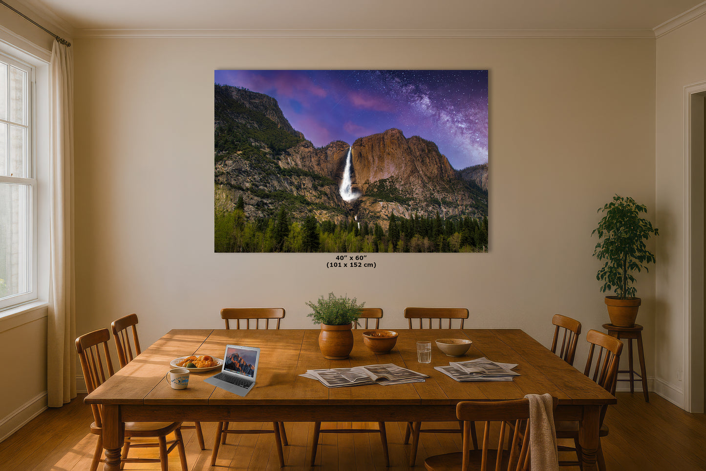 Yosemite National Park Waterfall Picture Nature Photo Relaxation Artwork, Yosemite Falls for Meditation, Office, Apartment, and House Decor