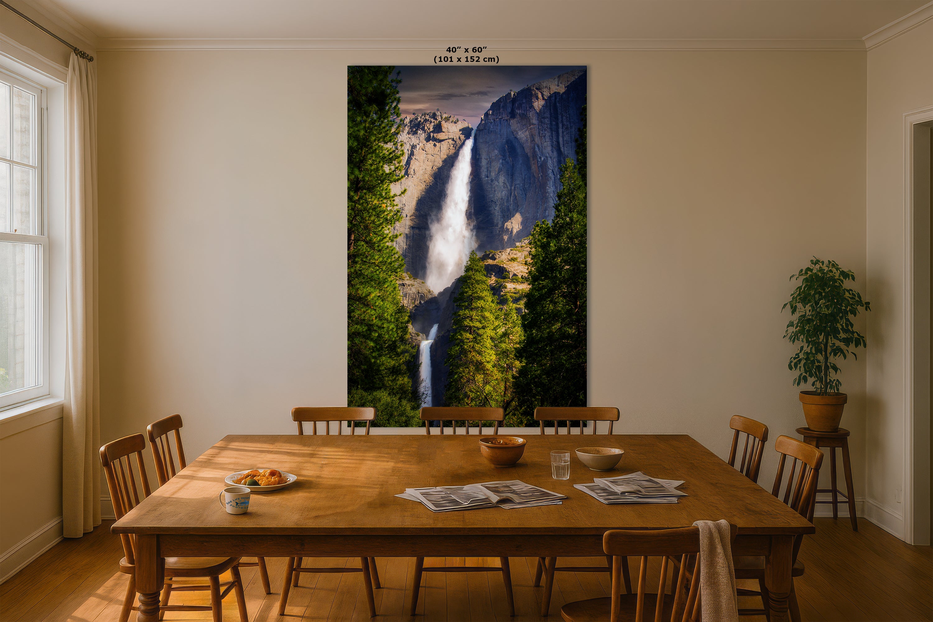 Yosemite National Park Waterfall Picture Nature Photo Bohemian Relaxation Artwork for Meditation