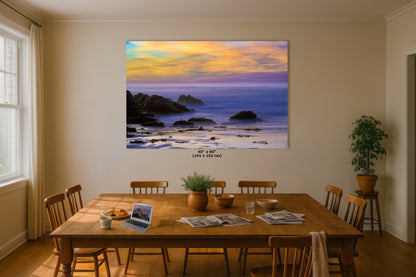 Pfeiffer Beach Sunset, Big Sur California Coastline Ocean Picture Nature Photo of Keyhole Arch, Relaxation Artwork, Meditation, Office House Decor