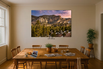 Mt Charleston Nevada Mountain Picture, Snowy Scenery Nature Photo Relaxation Artwork | Winter Landscape for Office, Dorm, Bohemian Decor