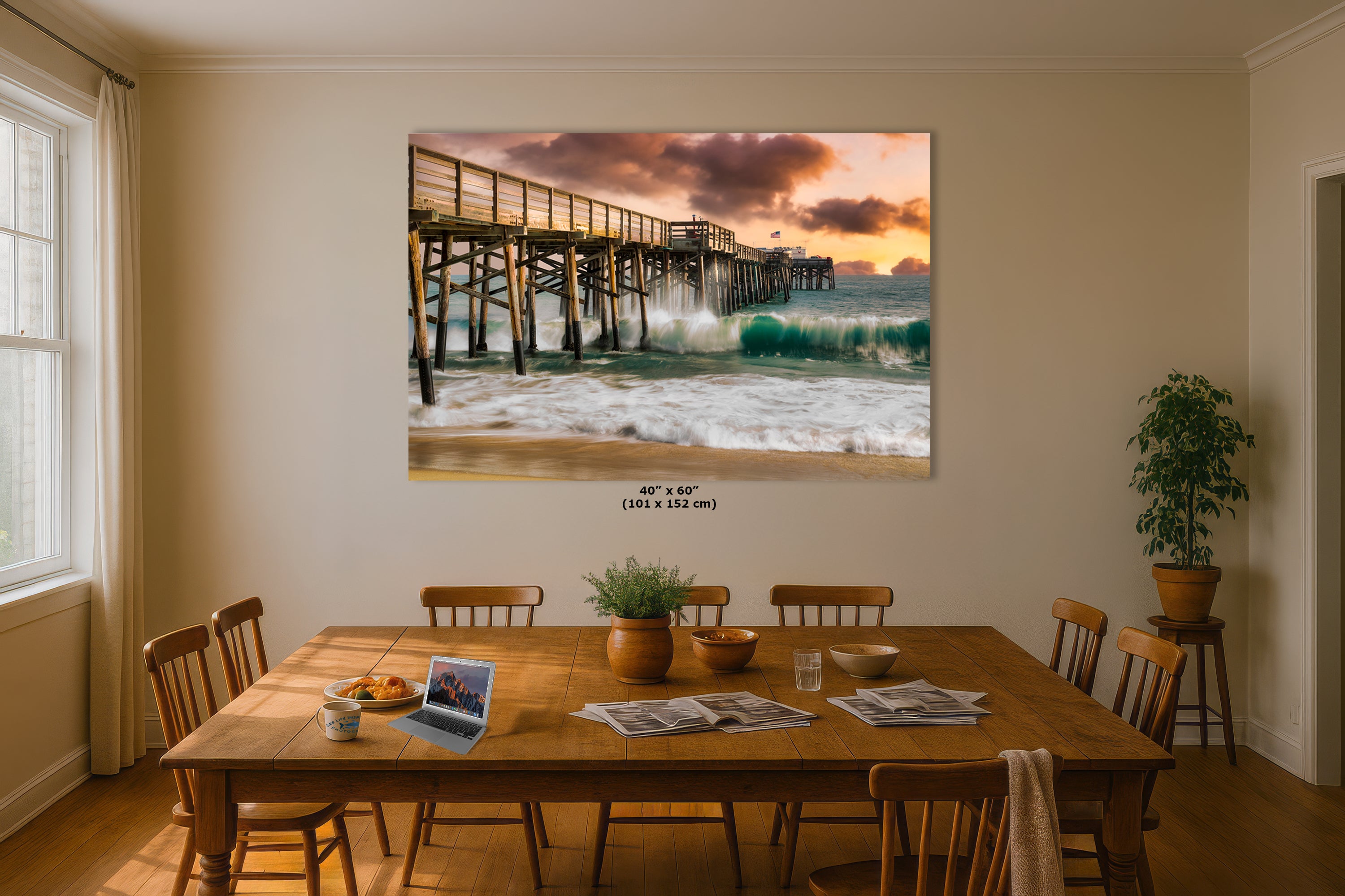 Southern California Coastline Ocean Picture Nature Photo, Relaxation Artwork, Newport Beach Pier Wall Art, Coastal Sunset Decor