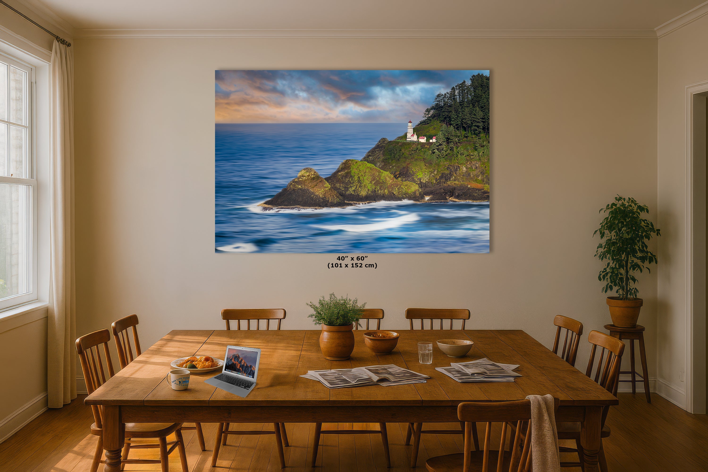 Heceta Head Lighthouse Picture, Oregon Coast Ocean Picture, Pacific Northwest Beach Photo Framed Coastal Decor for Ocean Lovers