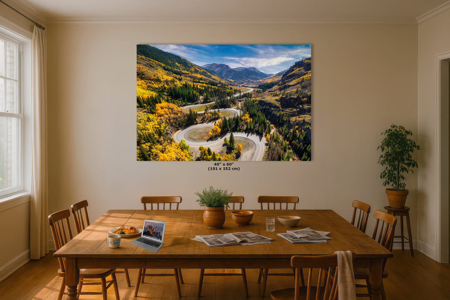 Colorado San Juan Mountain Picture, Fall Colors Aspen Trees Forest, Million Dollar Highway Nature Photo for Relaxation Artwork, Meditation and House Decor