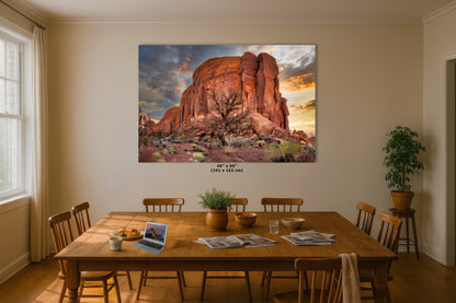 Monument Valley Arizona Desert Picture Cactus Nature Photo, Bohemian Style Relaxation Artwork for Meditation, Apartment, Office & House Decor