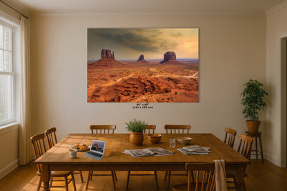 Monument Valley Arizona Desert Picture Stormy Nature Photo, Bohemian Style Relaxation Artwork for Meditation, Apartment, Office & House Decor