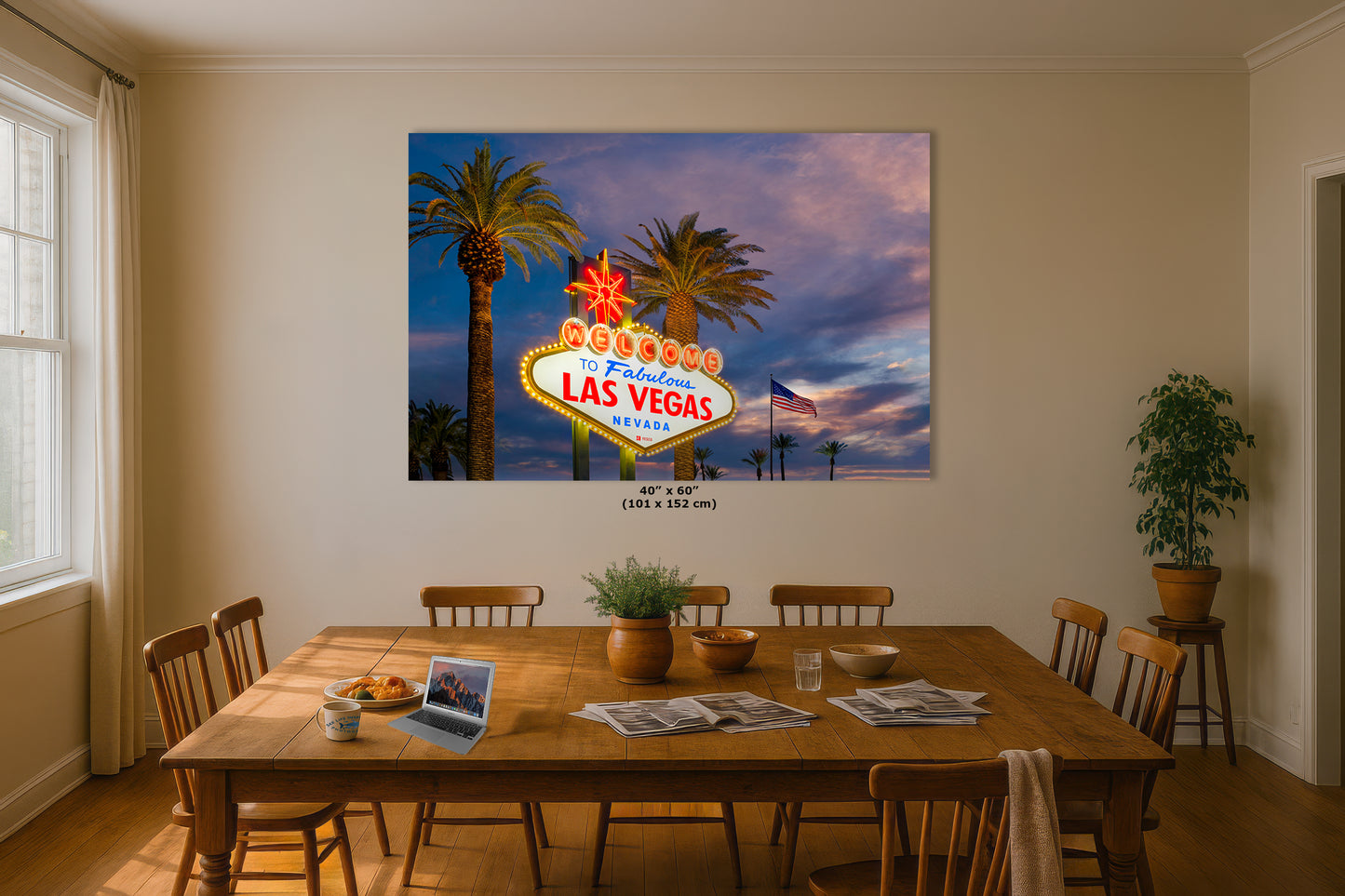 Welcome to Fabulous Las Vegas Nevada Sign Casino Decor, Souvenir Wall Art, Gambling Theme Giant Canvas Print, Neon Sign