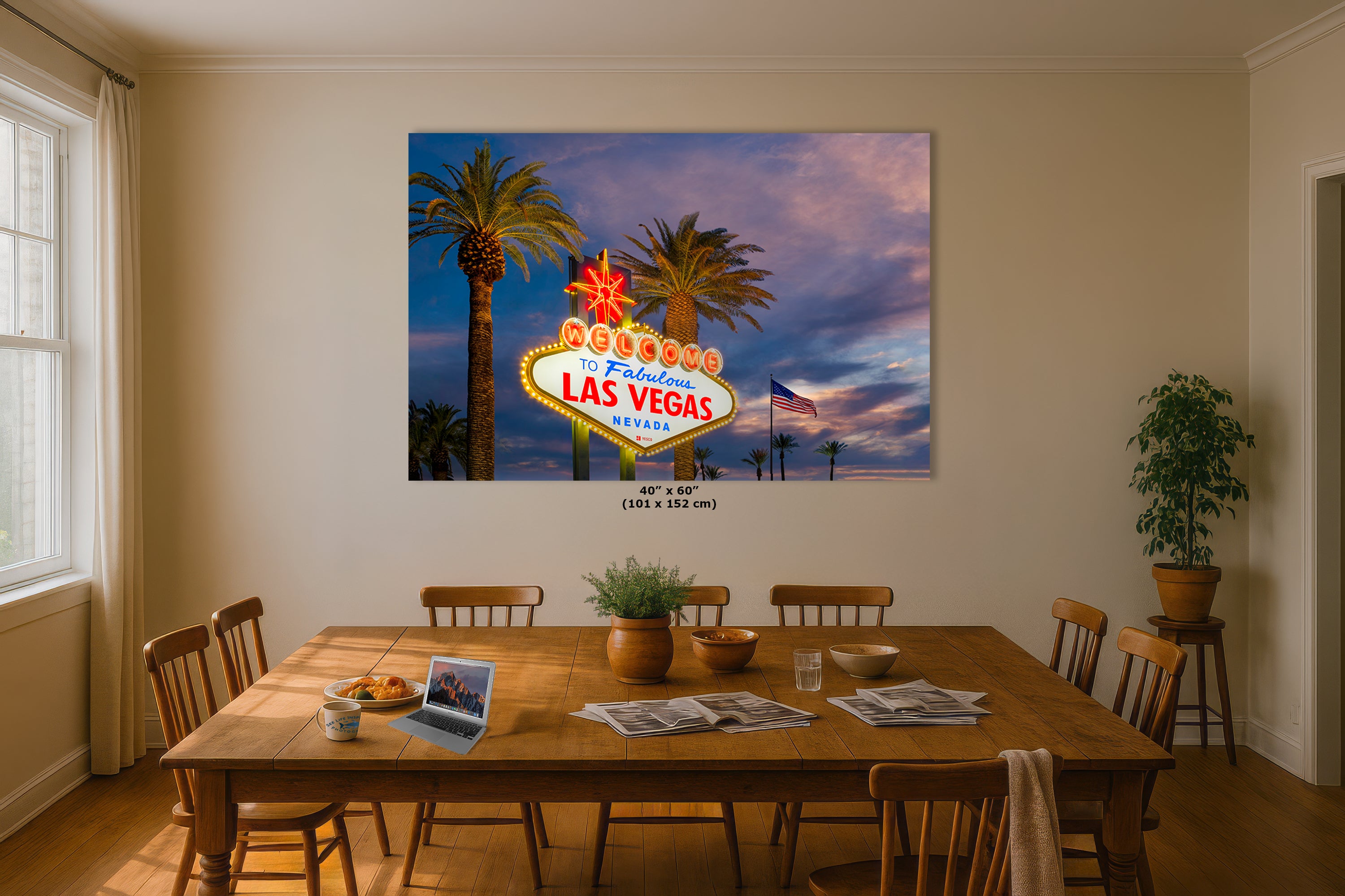 Welcome to Fabulous Las Vegas Nevada Sign Casino Decor, Souvenir Wall Art, Gambling Theme Giant Canvas Print, Neon Sign