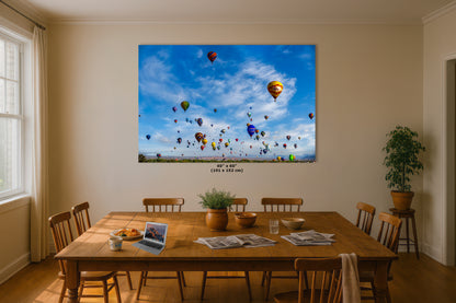 Hot Air Balloon Festival Mass Ascension | Albuquerque New Mexico Balloon Fiesta Wall Art Panorama | Office, Cubicle & House Decor