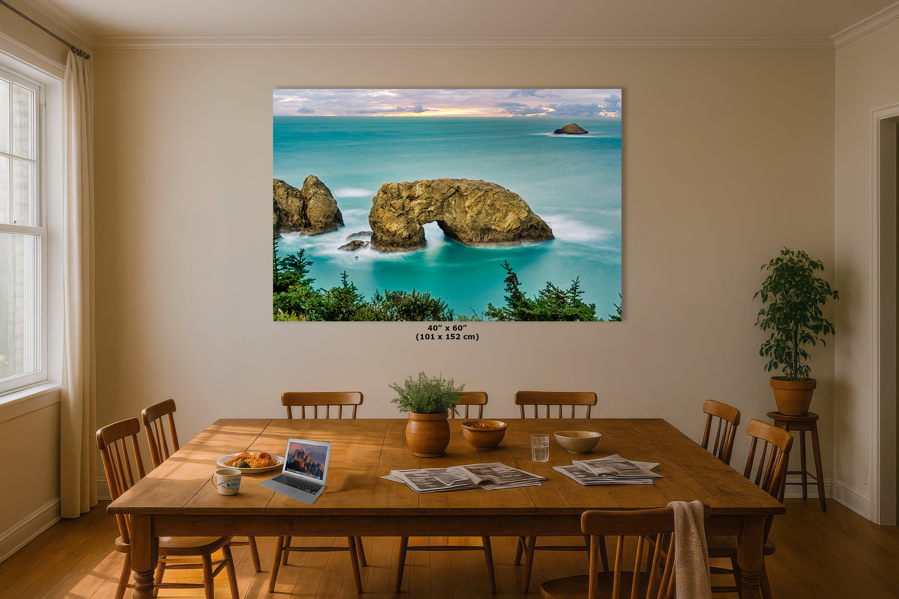 Sea Arch Oregon Coast Ocean Picture, Pacific Northwest Nature Photo Relaxation Artwork for Meditation, Apartment, Office & House Decor