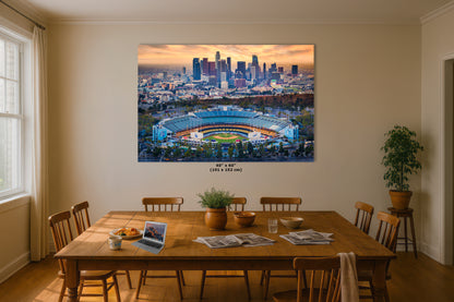 Los Angeles Dodgers Baseball Stadium, LA Skyline Urban Cityscape Photo Art