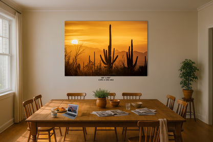Saguaro National Park Arizona Desert Picture Nature Photo Silhouette, Bohemian Style Relaxation Artwork, Southwestern Sonoran Desert House Decor