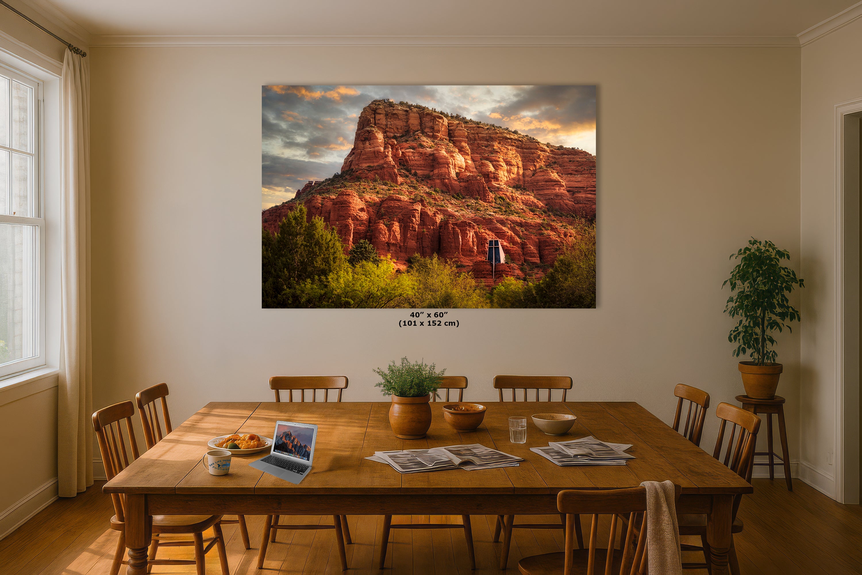 Chapel of the Holy Cross Sedona Arizona Desert Picture, Southwestern Nature Photo, Church and Canyon Photography, Canvas Print