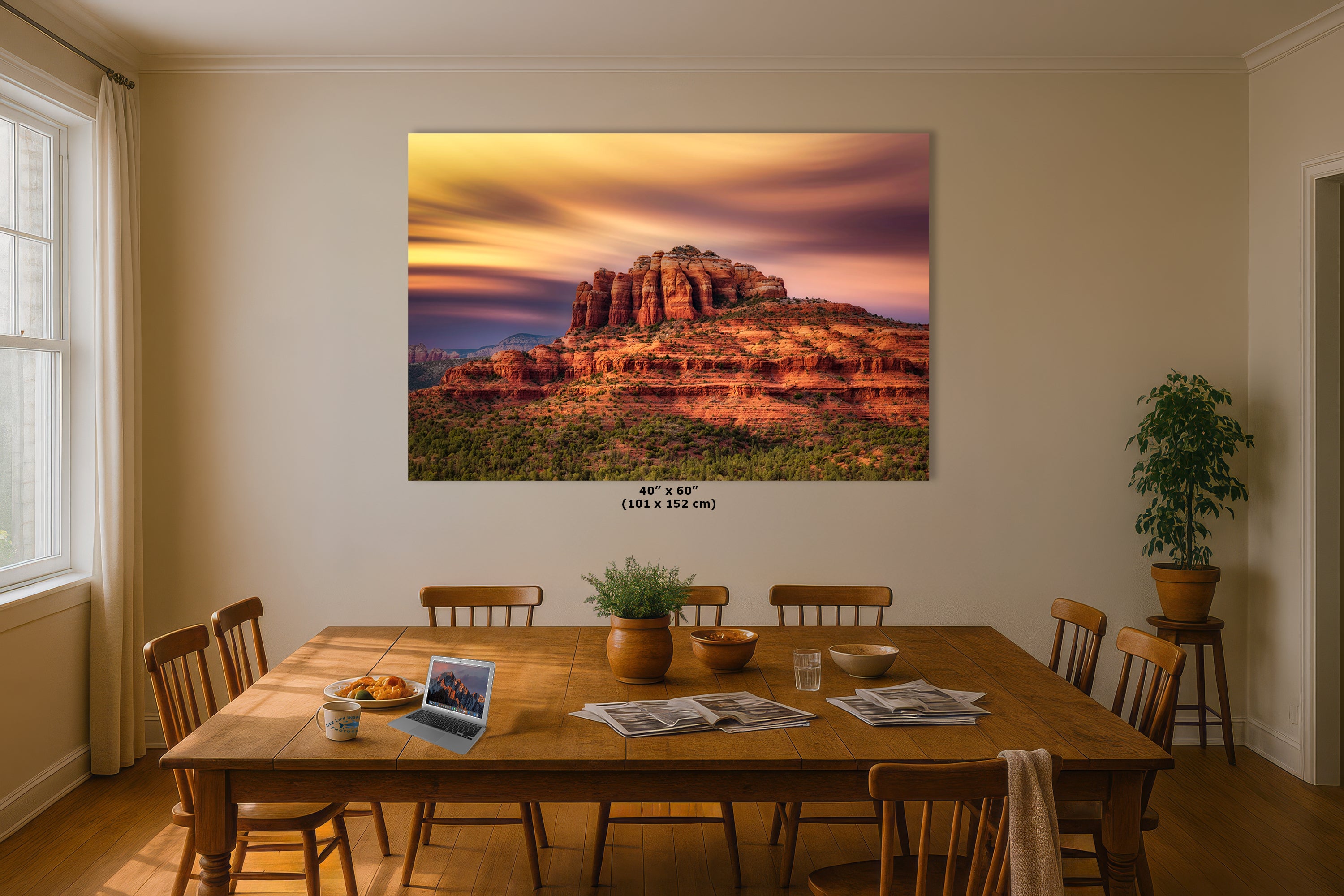 Cathedral Rock Sunset, Sedona Arizona Desert Picture Nature Photo Relaxation Artwork for Meditation, Office, and House Decor
