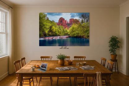 Cathedral Rock with Oak Creek, Sedona Arizona Desert Picture Nature Photo Relaxation Artwork for Meditation, Office, and House Decor