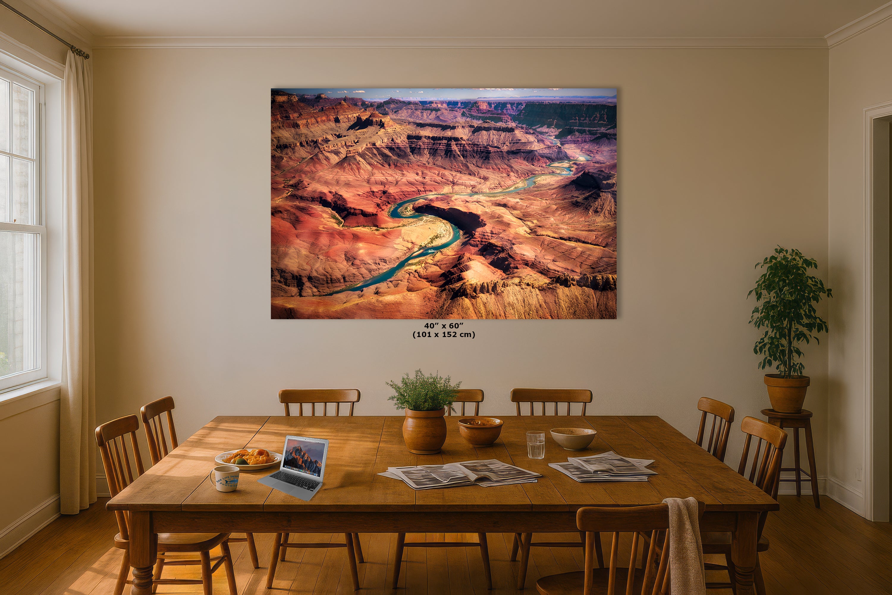 Grand Canyon National Park, Aerial Arizona Desert Picture Nature Photo, Bohemian Style Relaxation Artwork for Meditation, Apartment, Office & House Decor