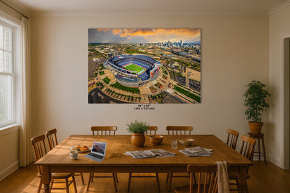 Denver Broncos Football Stadium | Mile High Stadium Denver Colorado Skyline Print | Sports Decor, Man Cave Art