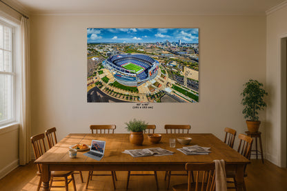 Denver Broncos Football, Mile High Stadium Denver Colorado Skyline Print Sports Decor, Man Cave Art