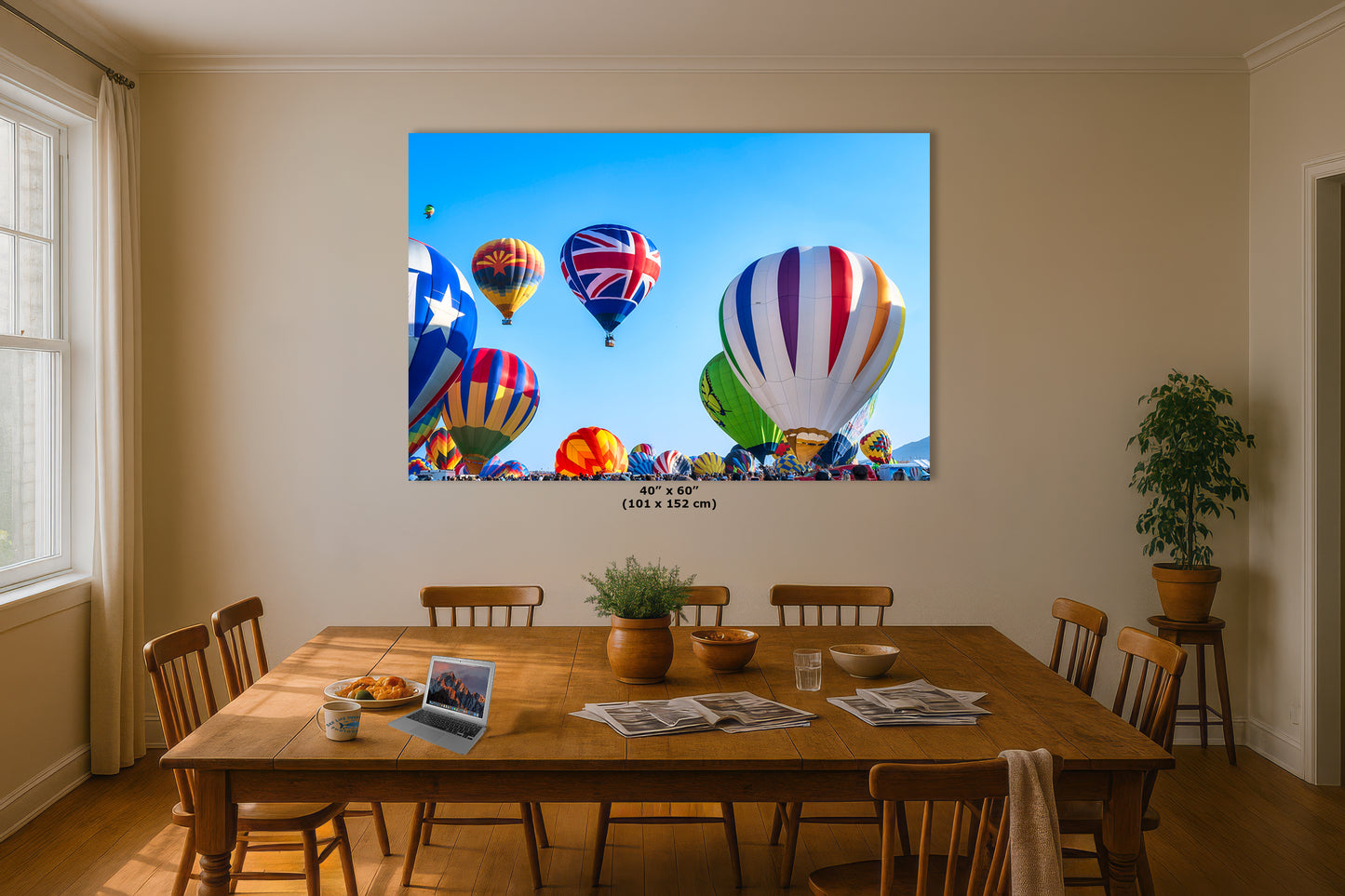 Union Jack Hot Air Balloon Festival Mass Ascension, Albuquerque New Mexico Balloon Fiesta Wall Art, Office, Cubicle & House Decor