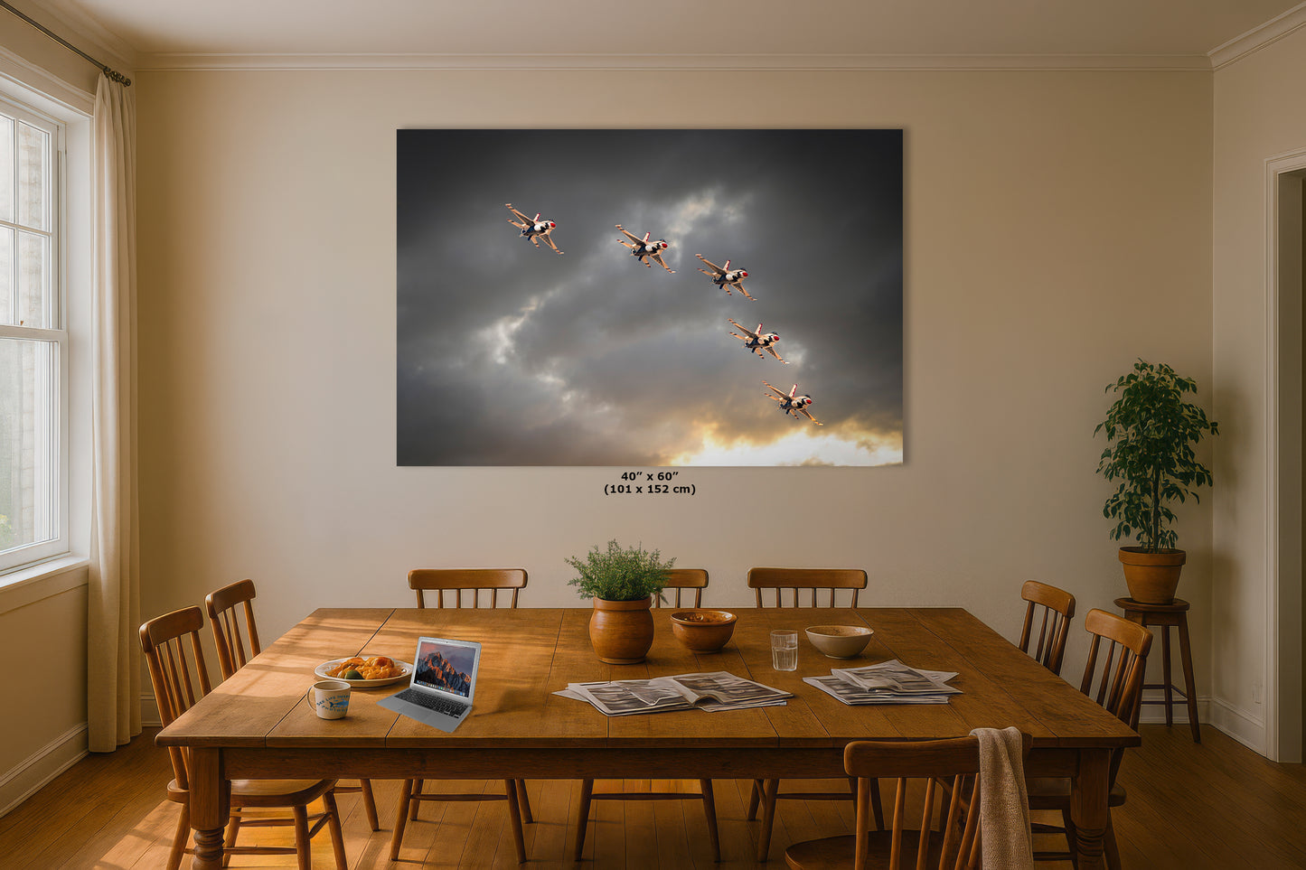 US Airforce Thunderbirds F-16 Fighting Falcon Aviation Artwork | Military Aviation Decor for Home & Office Display