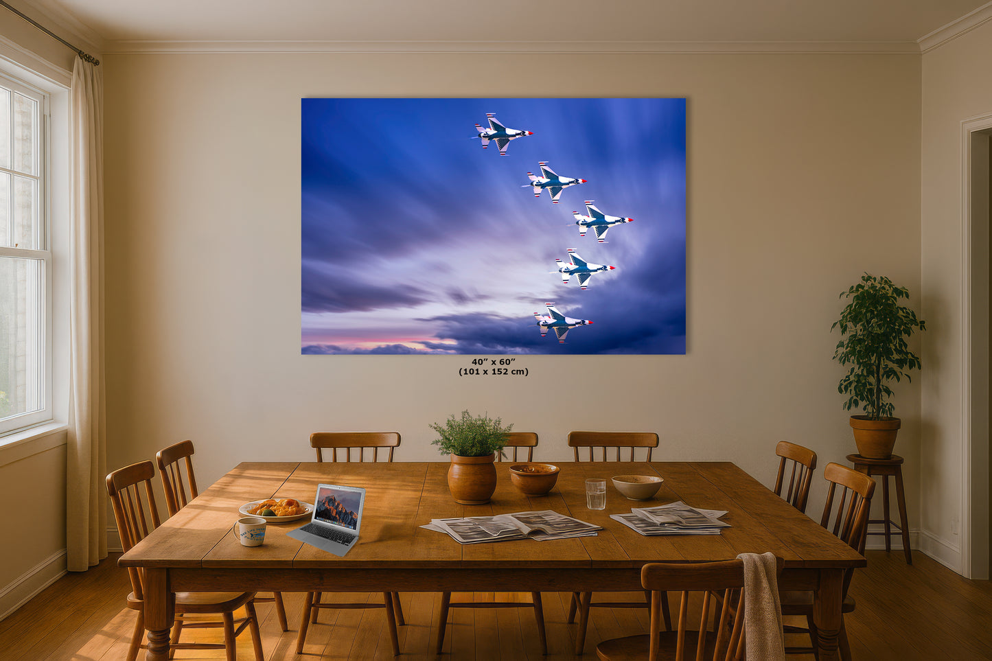 US Airforce Thunderbirds F-16 Fighting Falcon Aviation Artwork | Military Aircraft Wall Decor for Aviation Enthusiasts and Man Cave Decor
