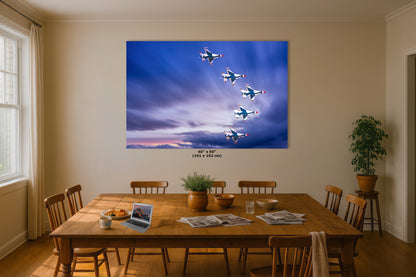 US Airforce Thunderbirds F-16 Fighting Falcon Aviation Artwork | Military Aircraft Wall Decor for Aviation Enthusiasts and Man Cave Decor