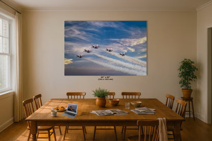 US Airforce Thunderbirds F-16 Fighting Falcon Aviation Artwork | Man Cave Decor & Garage Art | Military Jet Fighter Poster
