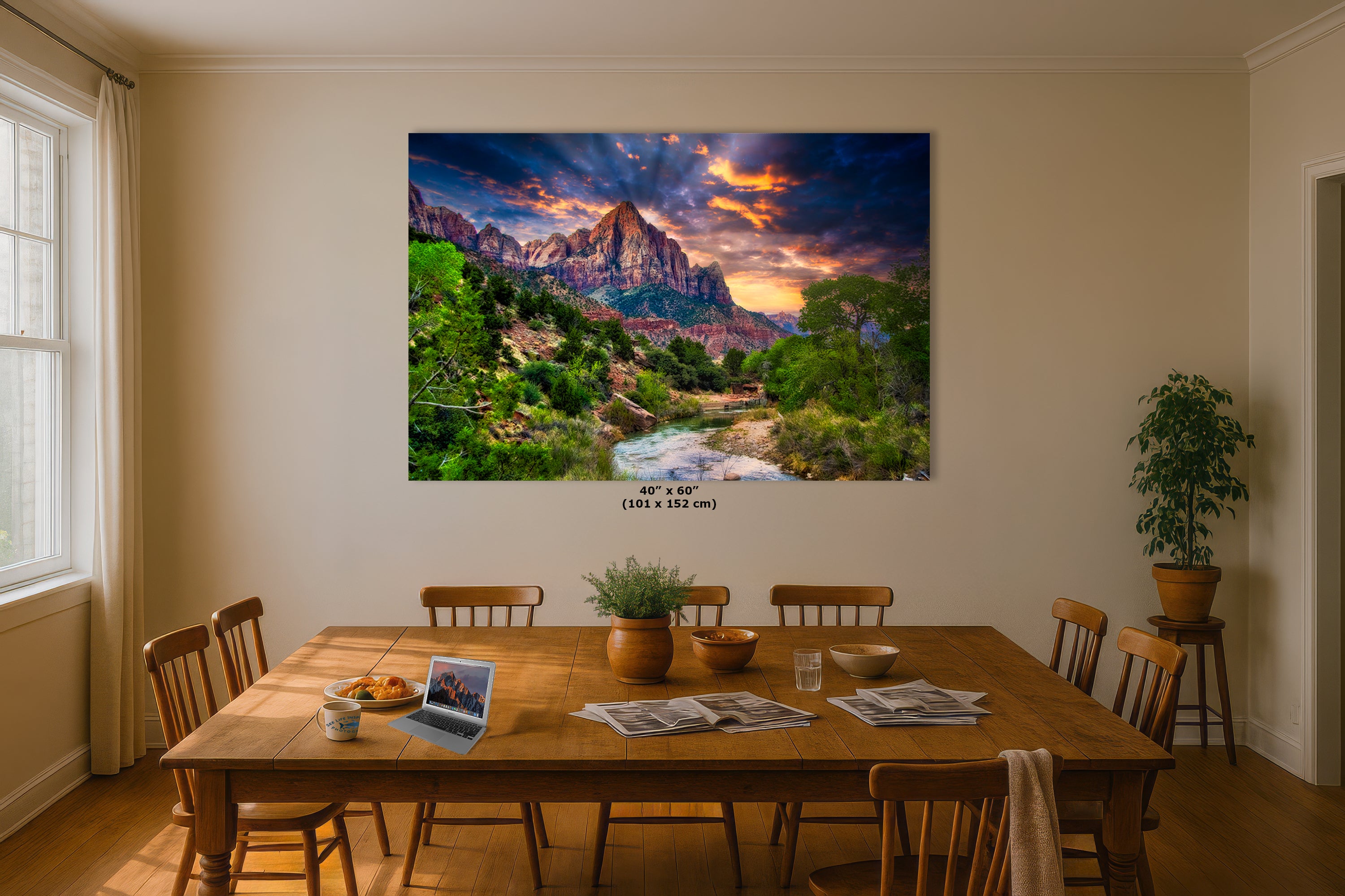 Zion National Park Art, Watchman Mountain Southwestern Desert Picture