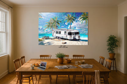 Airstream Travel Trailer Art at a Tropical Ocean Paradise Campsite