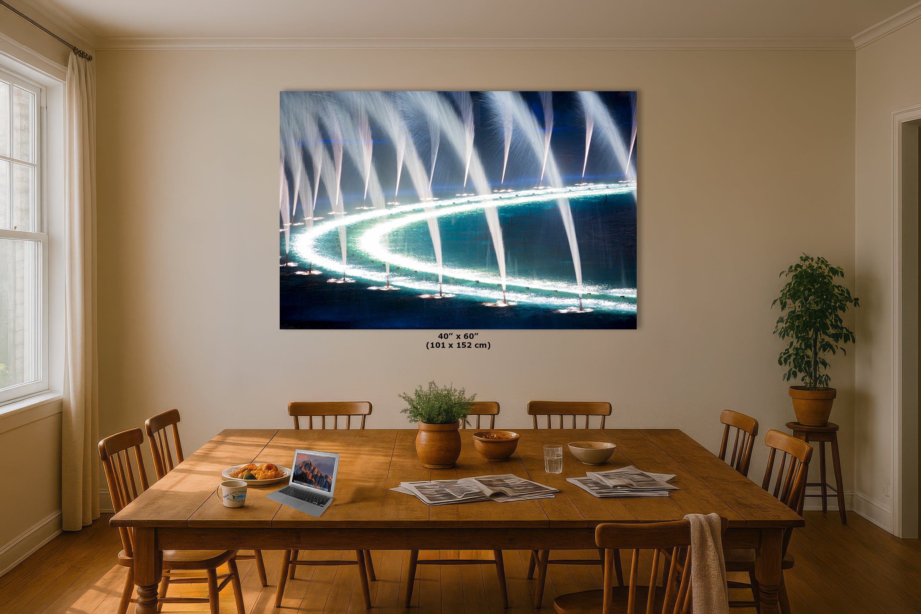 Bellagio Las Vegas Water Picture, Relaxation Artwork, Night Water Display Wall Decor, Ethereal Cityscape Photography