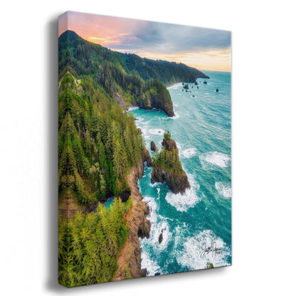 Oregon Coast Ocean Picture, Pacific Northwest Sunrise Nature Photo Relaxation Artwork for Meditation, Apartment, Office & House Décor