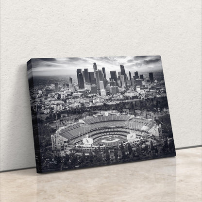 a black and white photo of a baseball stadium