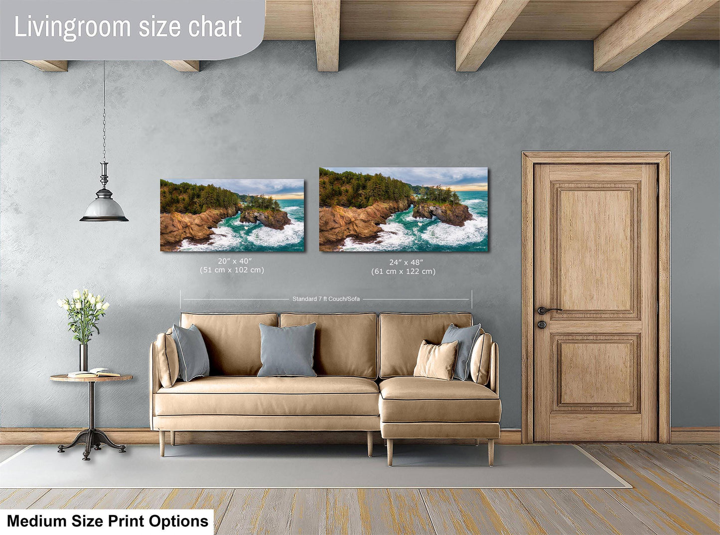 Oregon Coast Scenic Landscape Art Print: Framed Ocean Wall Decor for Home & Office