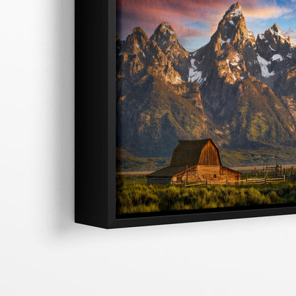 Mormon Row Grand Teton National Park Nature Photo, Moulton Barn Mountain Picture Relaxation Artwork for Meditation, Office, House Decor